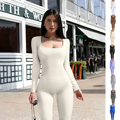 Women'S Seamless Long-Sleeve Yoga Jumpsuit